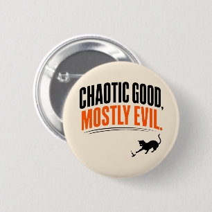 Funny Chaotic Good Mostly Evil Black Cat Halloween 2 Inch Round Button
