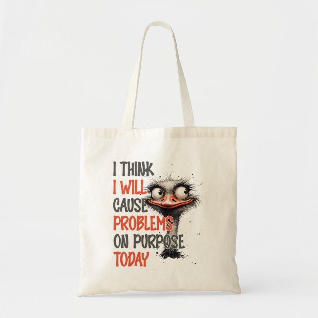 Funny Chaotic Ostrich Tote Bag (Front)