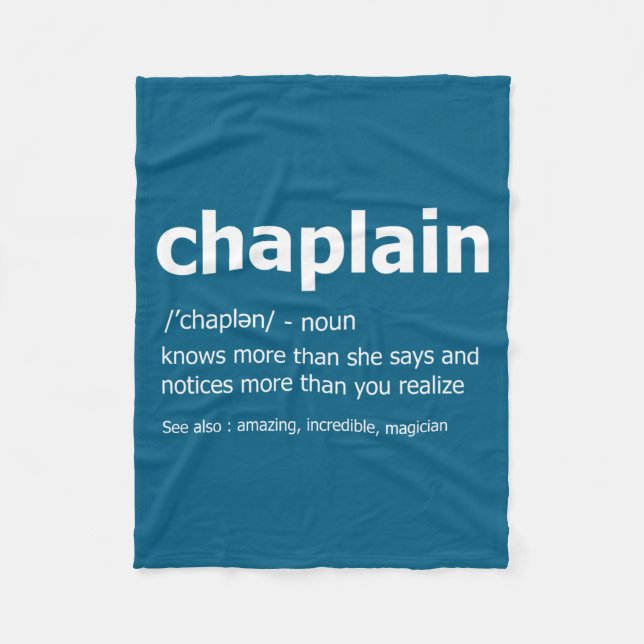 Funny Chaplain Definition New Job Gift For Chaplai Fleece Blanket (Front)