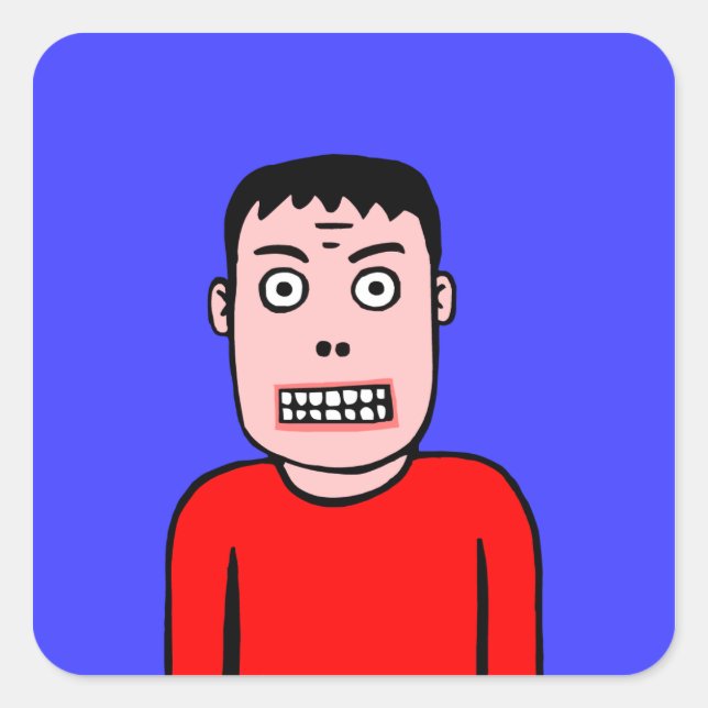 Funny Character Square Sticker (Front)