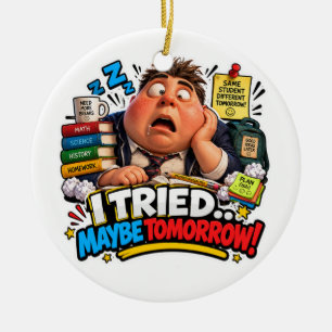 Funny Characters Back to School Balloon Ceramic Ornament