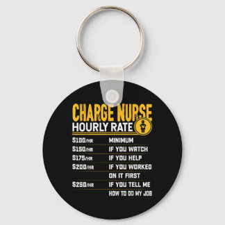 Funny Charge Nurse Hourly Rate - Rn Registered Keychain