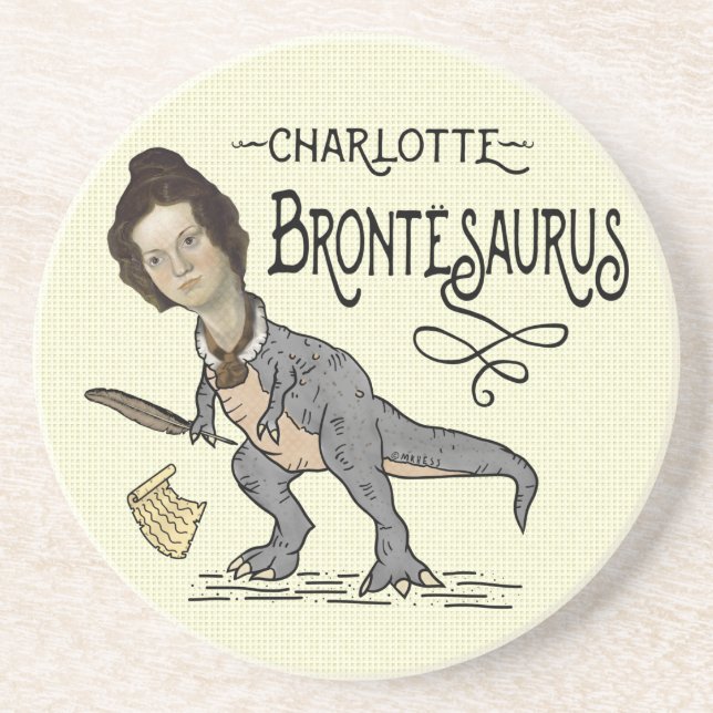 Funny Charlotte Bronte Saurus Dinosaur Book Reader Coaster (Front)