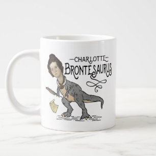 Funny Charlotte Bronte Saurus Dinosaur Book Reader Large Coffee Mug
