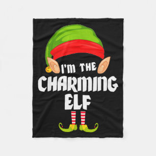 Funny Charming Elf Matching Family Group Pj Christ Fleece Blanket