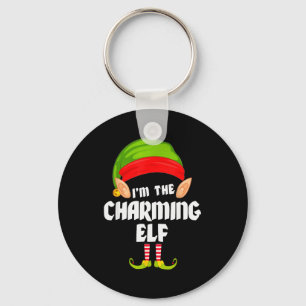 Funny Charming Elf Matching Family Group Pj Christ Keychain