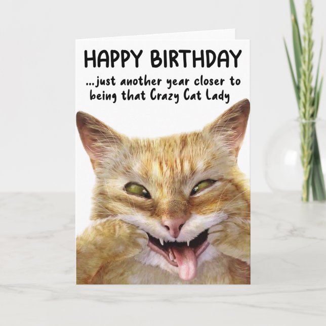 Funny Chat Faces Carte de voeux Anniversaire (Devant)