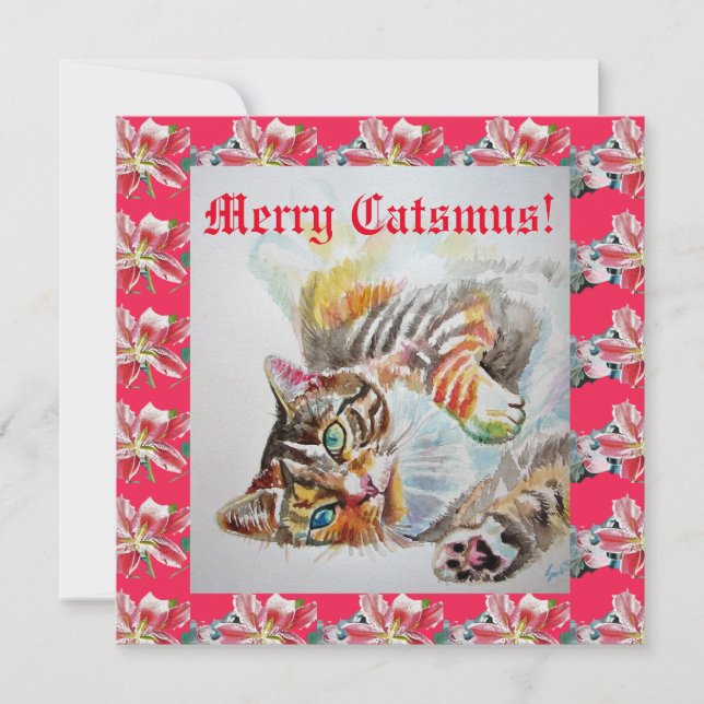 Funny Chat Merry Catsmas chats Carte de Noël (Devant)
