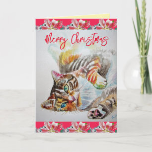 Funny Chat Merry Chats Carte de Noël
