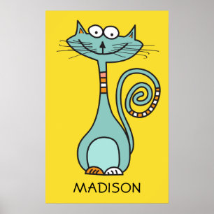 Funny Chat personnalisé nom et affiche couleur