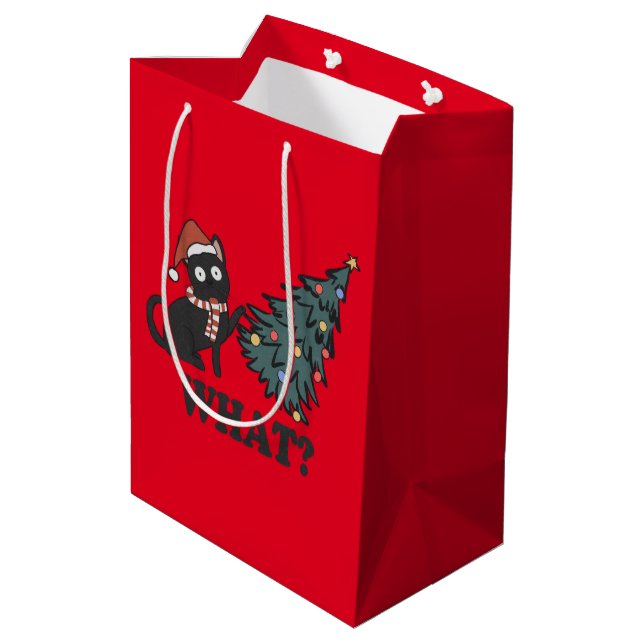 Funny Chat Rouge Noël Moyen Cadeau Sac (Dos Angle)