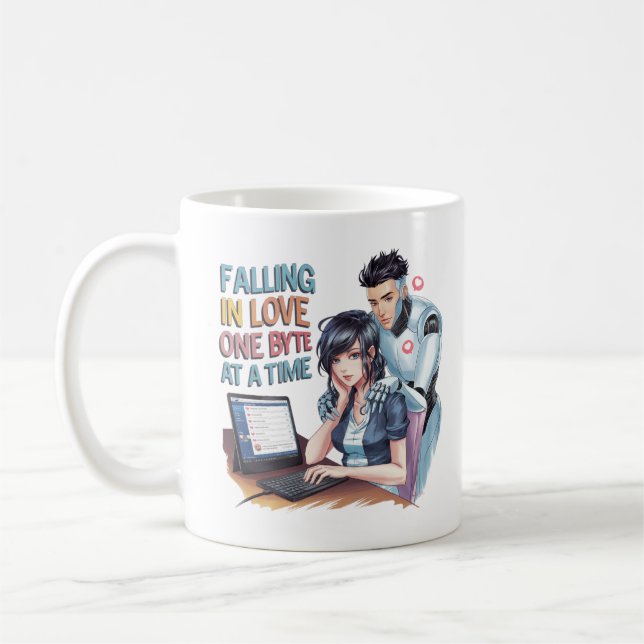 Funny Chatbot Companion Ai Memes Falling In Love T Coffee Mug (Left)