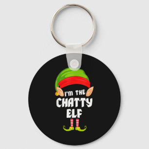 Funny Chatty Elf Matching Family Group Pj Christma Keychain