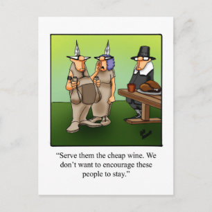 Funny Cheap Wine Humour Thanksgiving Postcard