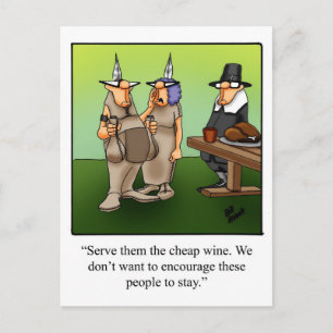 Funny Cheap Wine Humour Thanksgiving Postcard