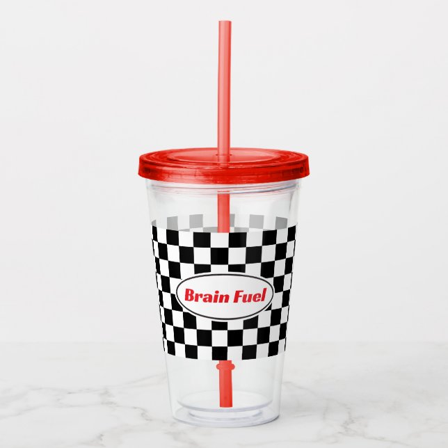 Funny Checkered Flag Travel Acrylic Tumbler (Front)