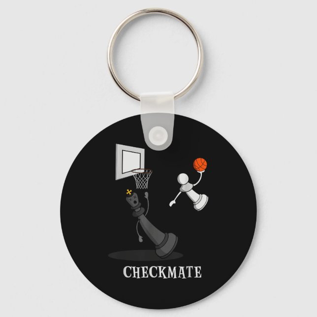 Funny Checkmate Chess Basketball Game Board King P Keychain (Front)