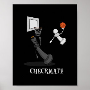 Funny Checkmate Chess Sketll Game Board King Pawn  Poster
