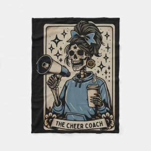 Funny Cheer Coach Tarot Card Skeleton Cheerleading Fleece Blanket
