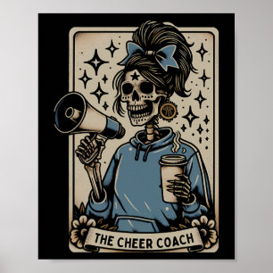 Funny Cheer Coach Tarot Card Skeleton Cheerleading Poster