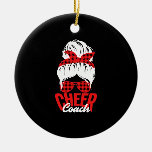 Funny Cheer Couch Cheerleading Cheerleader Coach Ceramic Ornament (Front)