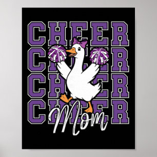 Funny Cheer Goose Mom Purple Coquette Bow Sport Ch Poster