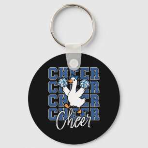Funny Cheer Goose Squad Blue Coquette Bow Sport Ch Keychain