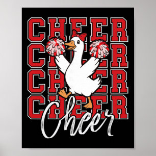 Funny Cheer Goose Squad Red Coquette Bow Sport Che Poster