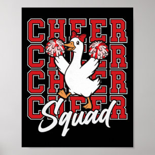 Funny Cheer Squad Goose Red Coquette Bow Sport Che Poster