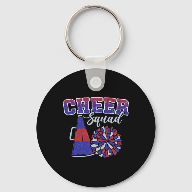 Funny Cheerleader Cheer Squad Cheerleading Red Blu Keychain (Front)