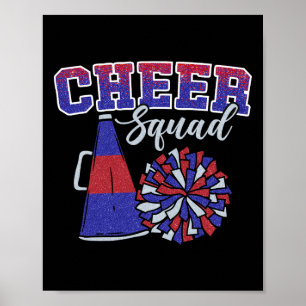Funny Cheerleader Cheer Squad Cheerleading Red Blu Poster