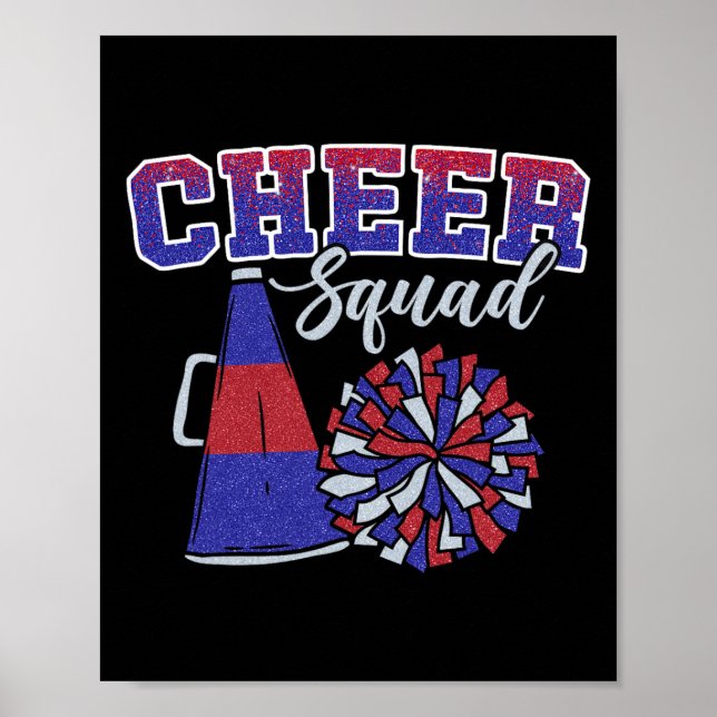 Funny Cheerleader Cheer Squad Cheerleading Red Blu Poster (Front)