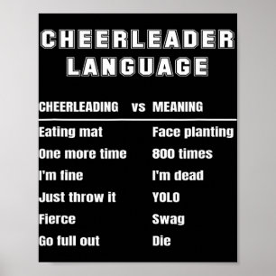Funny Cheerleader Language Cheerleading Slang Mean Poster