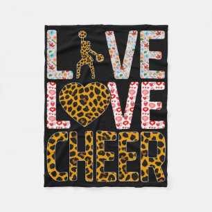 Funny Cheerleading Girls Leopard Cheetah Print Lov Fleece Blanket