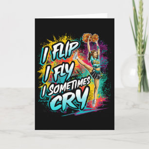 Funny Cheerleading I Flip I Fly Cheerleader Cute C Card