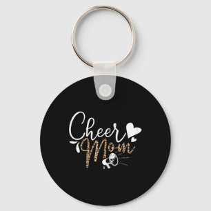 Funny Cheerleading Mom Leopard Cheetah Print Cheer Keychain