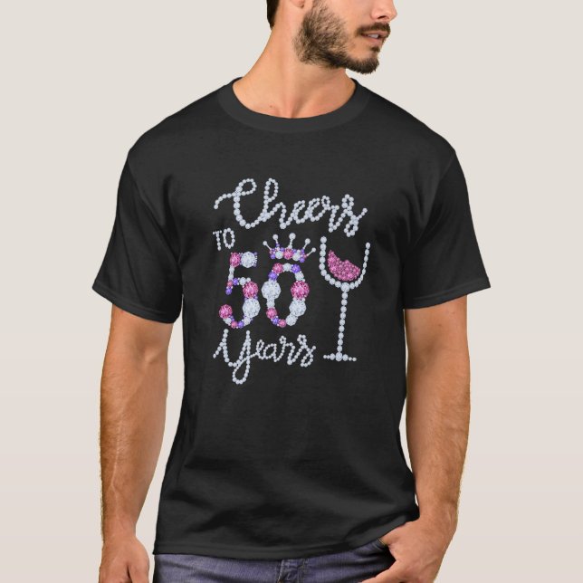 Funny Cheers To 50 Years Wine Glass Est. 1972 50Th T-Shirt (Front)