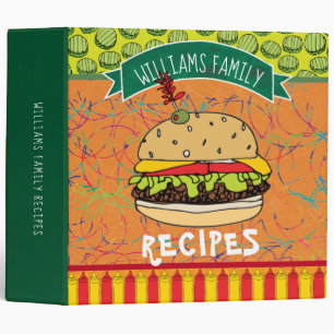 Funny Cheese Burger Family Recipe Cookbook Large Binder