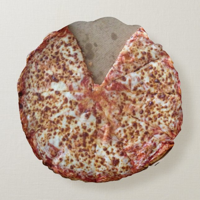 Funny Cheese Pizza Round Pillow (Back)