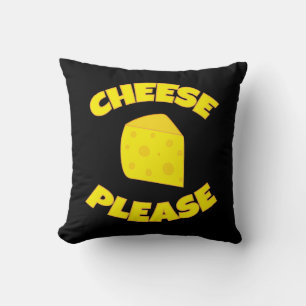 Funny Cheese Please wedge of Swiss Cheese Throw Pillow