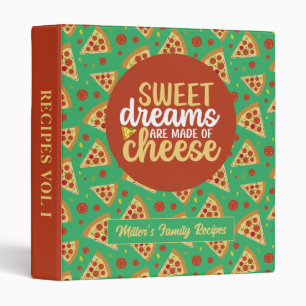 Funny Cheese Pun Pizza Lover Pattern Recipe Binder