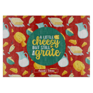 Funny Cheese Pun Retro Dairy Product Pattern Cutting Board