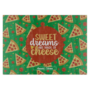 Funny Cheese Pun Retro Italian Food Pizza Pattern Cutting Board