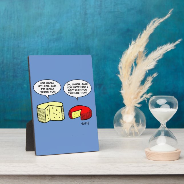 Funny Cheese Shop Manager / Turophile Cartoon Desk Plaque (Side)