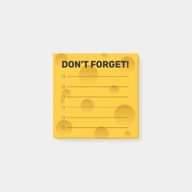 Funny cheese slice checkboxes lined to do list post-it notes (Front)