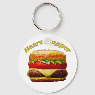 Funny Cheeseburger Heart Stopper Design  Keychain