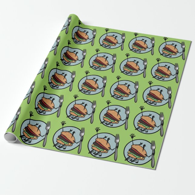 FUNNY CHEESEBURGER  MATTE WRAPPING PAPER (Unrolled)