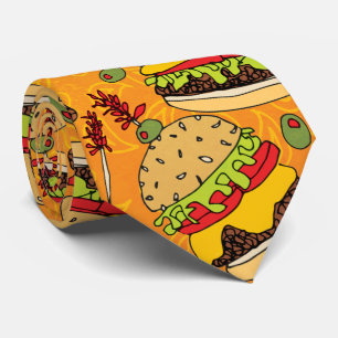 Funny Cheeseburger Pattern Novelty Tie