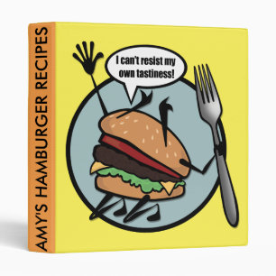 FUNNY CHEESEBURGER PERSONALIZED RECIPE BINDER