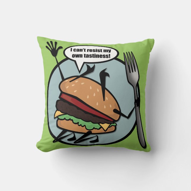 FUNNY CHEESEBURGER SQUARE THROW PILLOW (Front)
